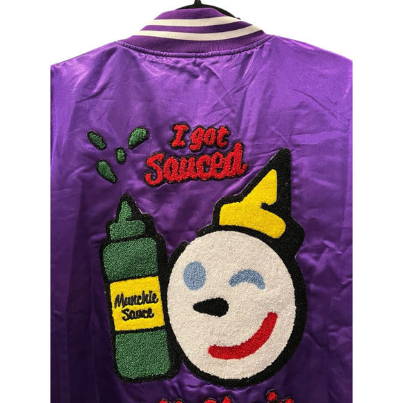 Chain I Got Sauced Jack In The Box Chenille Bomber Jacket Size XL Only 100 Made - Picture 6 of 8